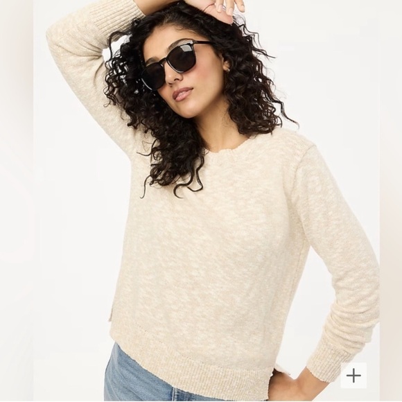 J Crew Factory Crewneck beach sweater in Heather tan/cream size Large NWOT BQ689 - Picture 2 of 9